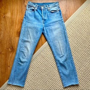 Levi’s Size 25 High Rise Button Fly Raw Hem Red Tab